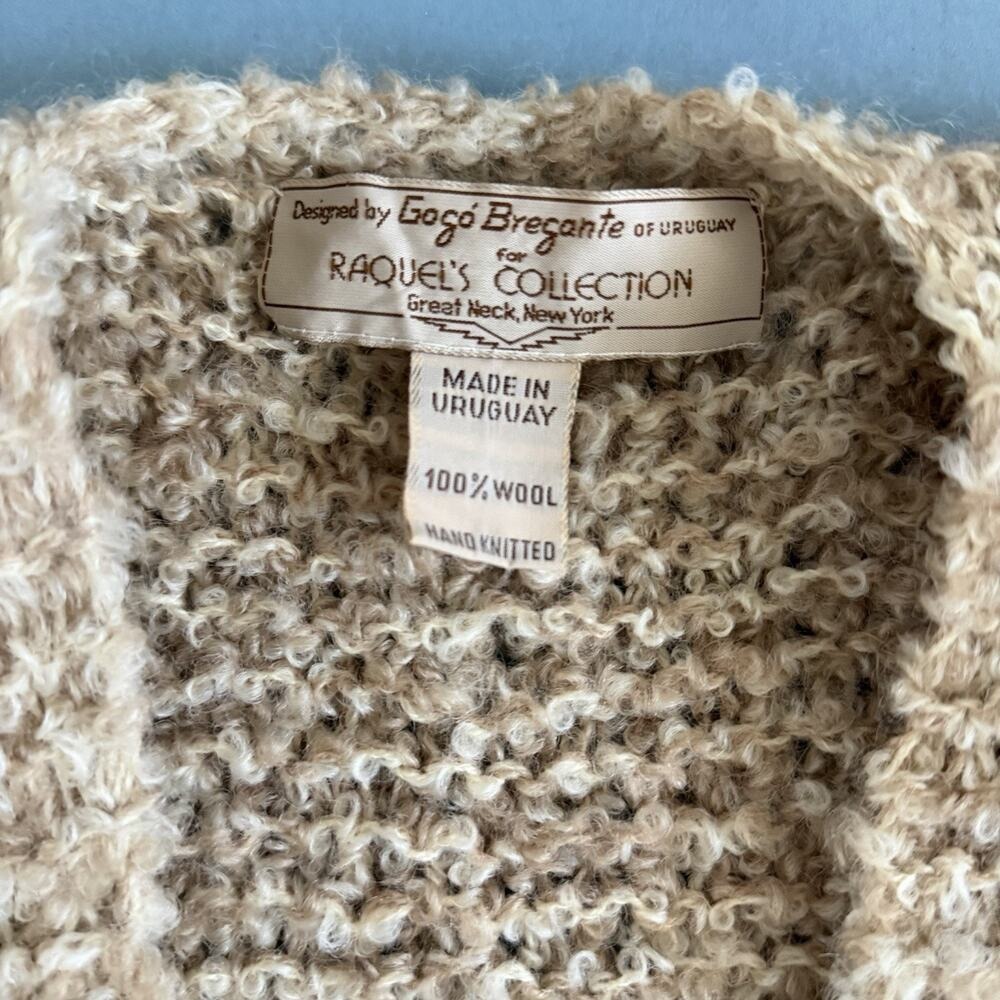 Vintage Gogo Bregante Raquel's Collection Wool Open Front Cream Marl Cardigan - Picture 4 of 4